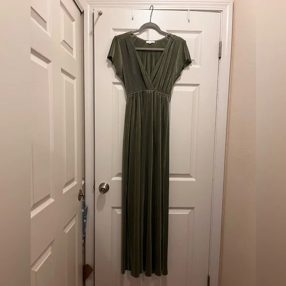 Baltic Born Athena - Sage Green Pleated Maxi Dress, Size Small - Picture 2 of 5